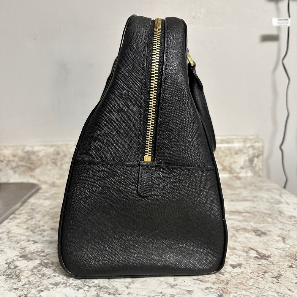 MICHAEL KORS Jet Set Satchel Purse Top Handle - Gold & Black Saffiano Leather - Picture 12 of 15